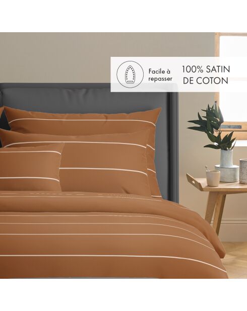 Set de 2 taies d'oreiller en satin de coton Camille brun - 2x(63x63 cm)