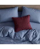 Set de 2 taies d'oreiller en satin de coton rayure tissé dobby Jacquard bleu - 50x70 cm