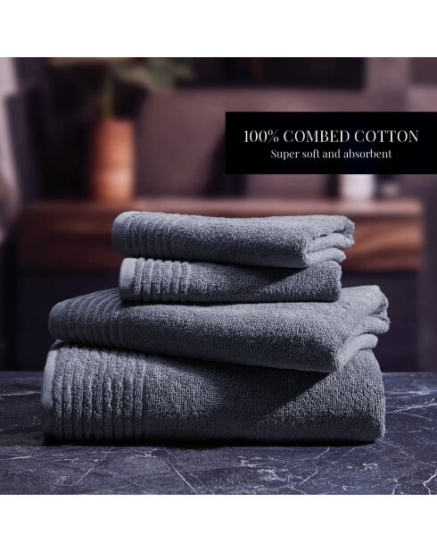 Asciugamano + telo da bagno in cotone pettinato LT Ecume blu grigio - 2x (50x100 cm) + 2x (70x140 cm)