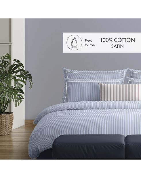Set de 2 taies d'oreiller en coton percale Nantes bleu clair - 2x(50x70 cm)