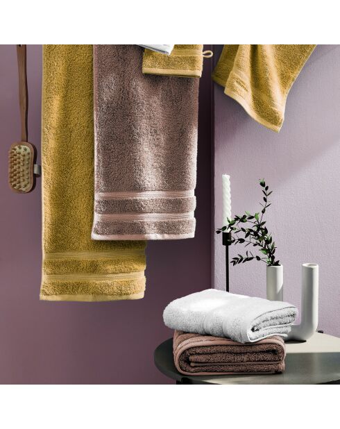Set de 2 serviettes taupe - 50x100 cm