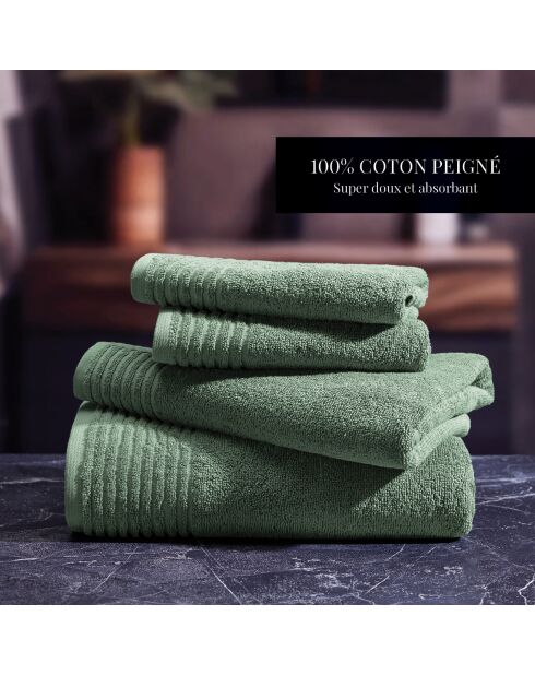 Set di 2 asciugamani in cotone pettinato LT Ecume verde salvia - 2x (45x45 cm)