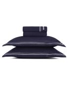 Bel set di lenzuola rettangolari in raso di cotone bianco/blu scuro - 180x200 cm