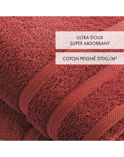 Set de 2 draps de bain terracotta - 70x140 cm