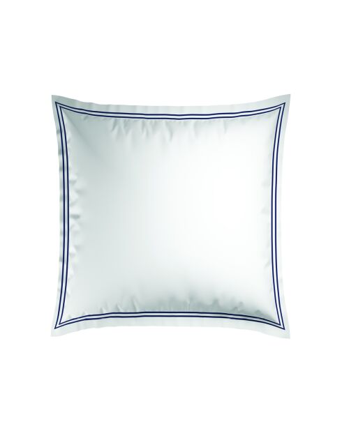 Set de 2 fundas de almohada de satén de algodón Annecy azul oscuro/blanco