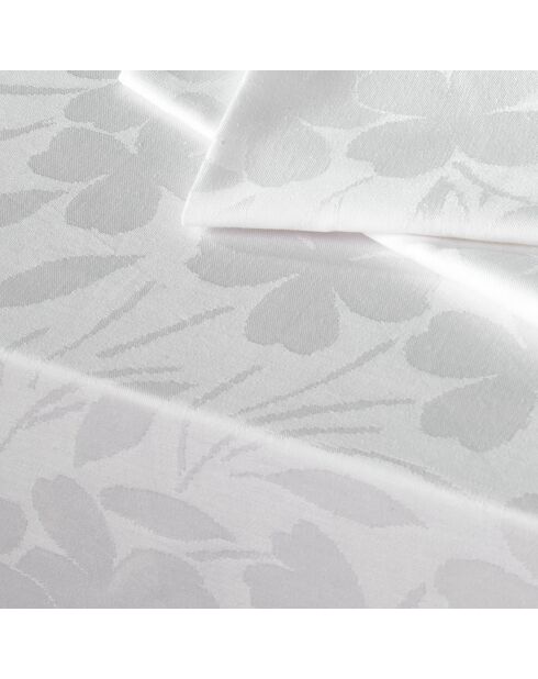 Set de 4 serviettes tissé Jacquard Petit Chênes blanc - 50x50 cm