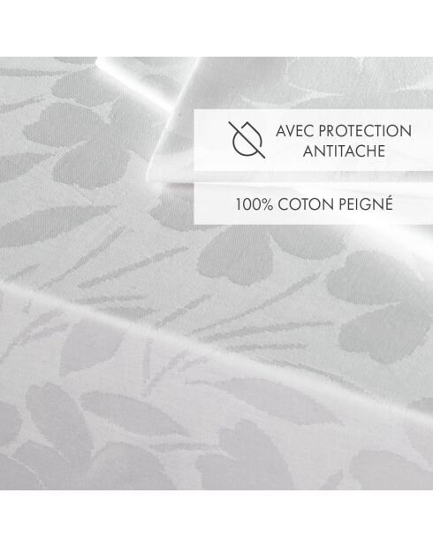 Set de 4 serviettes tissé Jacquard Petit Chênes blanc - 50x50 cm