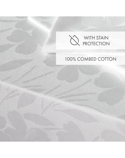Set de 4 serviettes tissé Jacquard Petit Chênes blanc - 50x50 cm