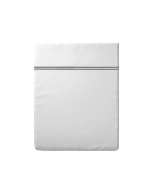 Drap plat en satin de coton Nice gris/blanc