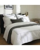 Drap plat en satin de coton Nice gris/blanc