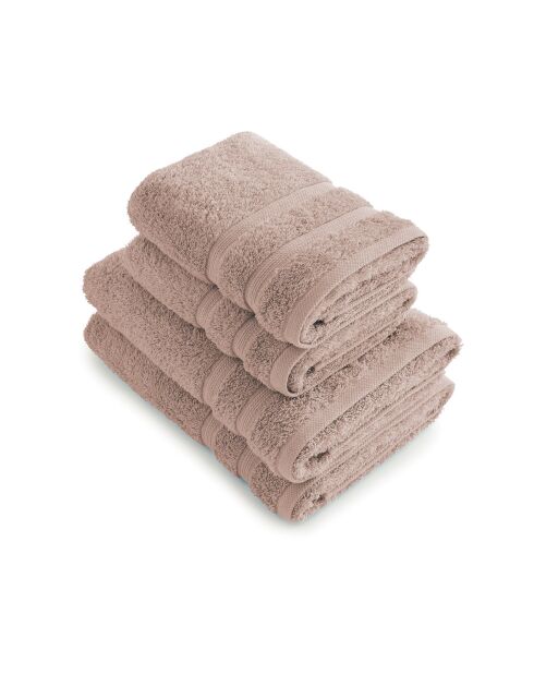 Set de 2 serviettes et 2 draps de bain taupe - 2x(50x100 cm) + 2x(70x140 cm)