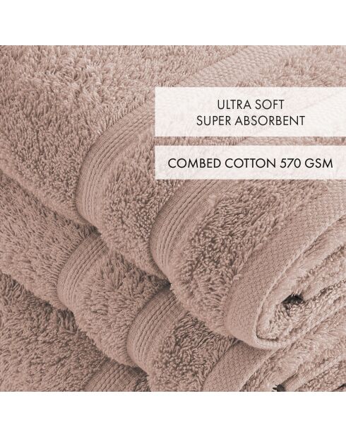 Set de 2 serviettes et 2 draps de bain taupe - 2x(50x100 cm) + 2x(70x140 cm)