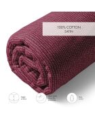 Drap-housse en satin de coton Dotty bordeaux