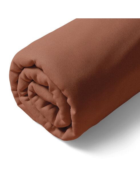 Floréal hoeslaken van terracotta-katoensatijn 01