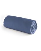 Drap-housse en satin de coton Uni bleu foncé