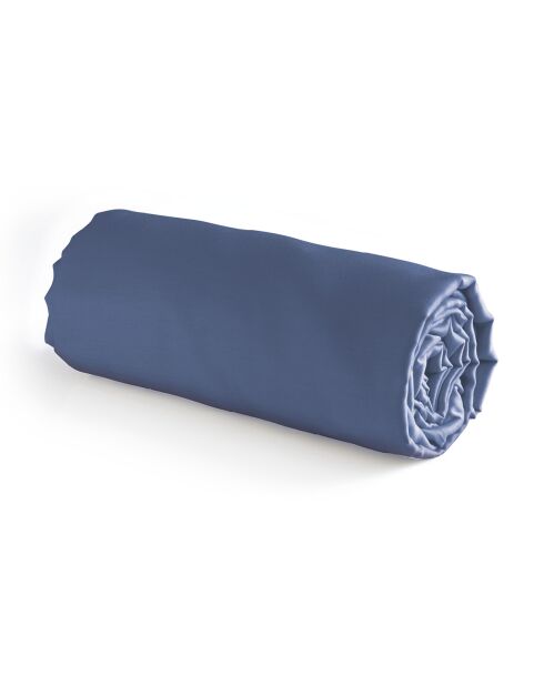 Drap-housse en satin de coton Uni bleu foncé