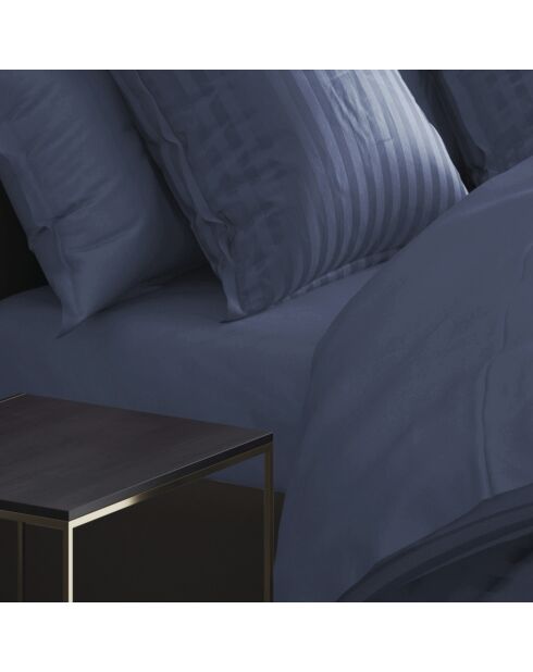 Drap-housse en satin de coton Uni bleu foncé