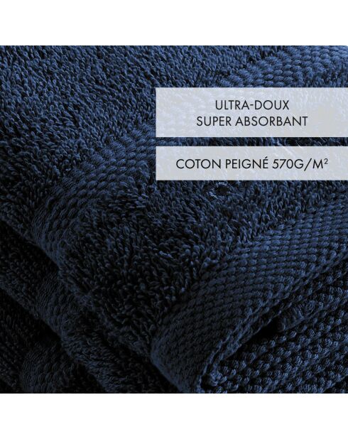 Set de 4 serviettes d'invitées bleu marine - 30 cm