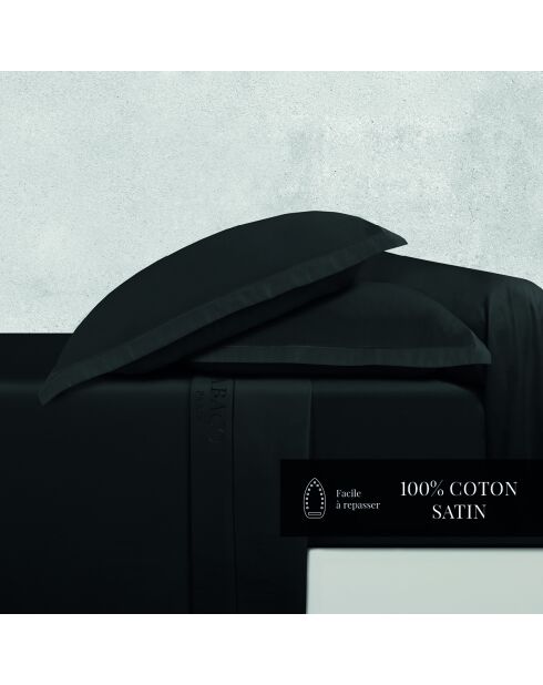 Ensemble de draps satin de coton Uni 1 baratta gris 03 - 180x200 cm