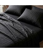 Lenzuolo piatto in cotone intrecciato Dobby Stripe Dobby Stripe nero