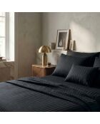 Lenzuolo piatto in cotone intrecciato Dobby Stripe Dobby Stripe nero