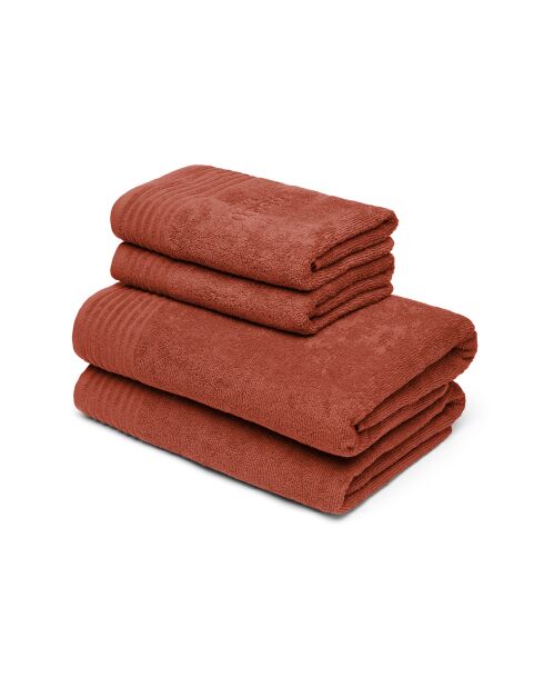 Asciugamano + telo da bagno in cotone pettinato LT Ecume terracotta - 2x (50x100 cm) + 2x (70x140 cm)