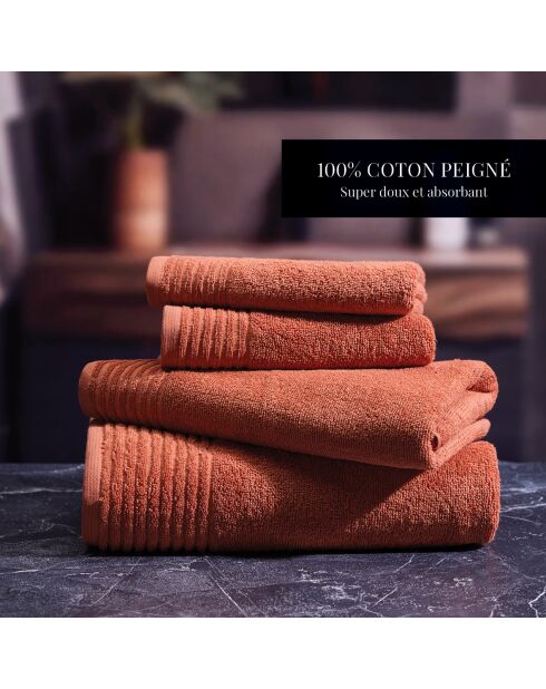 Asciugamano + telo da bagno in cotone pettinato LT Ecume terracotta - 2x (50x100 cm) + 2x (70x140 cm)