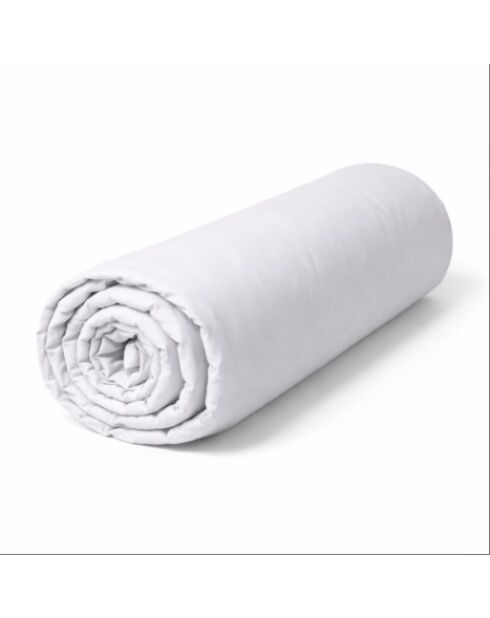 Drap housse en percale de coton uni platinium