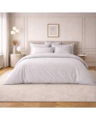Drap housse en percale de coton uni platinium