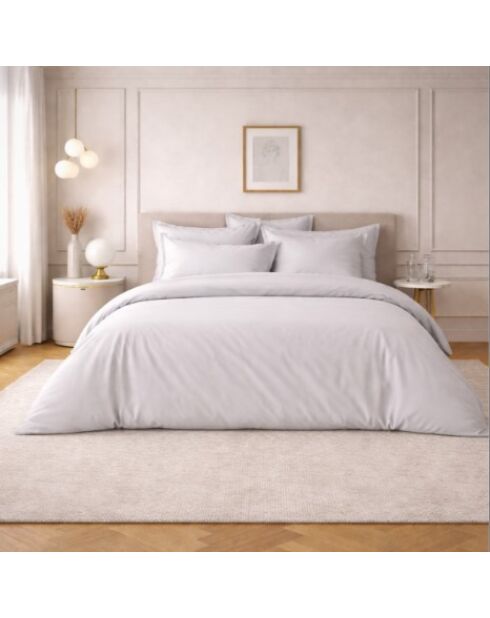 Drap housse en percale de coton uni platinium