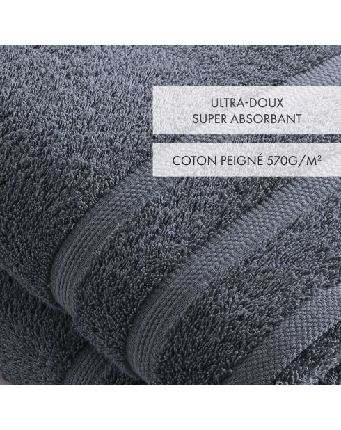 Set de 2 draps de bain bleu gris - 70x140 cm
