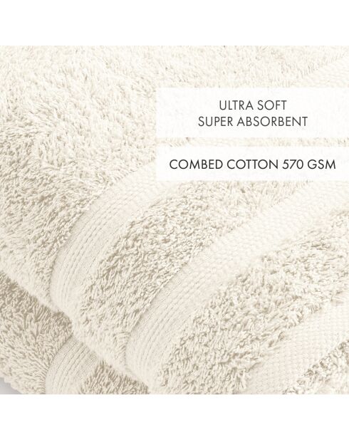 Set de 2 draps de bain ivoire - 70x140 cm
