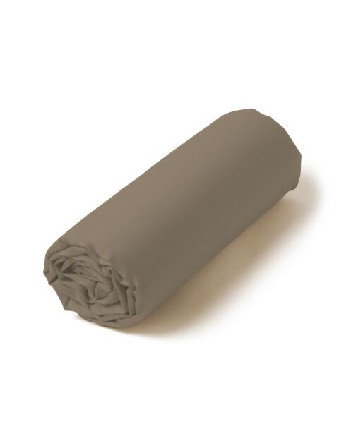 Drap housse en satin de coton vison