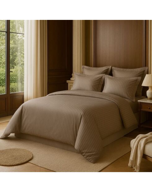Drap housse en satin de coton vison