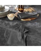 Set de 4 serviettes tissé Jacquard Petit Chênes gris foncé - 50x50 cm