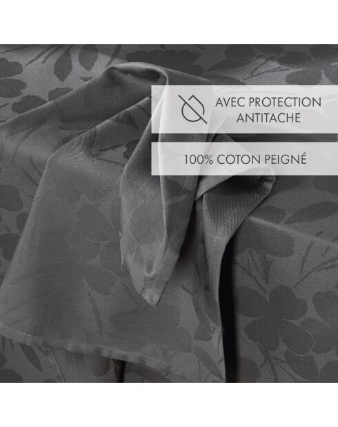 Set de 4 serviettes tissé Jacquard Petit Chênes gris foncé - 50x50 cm