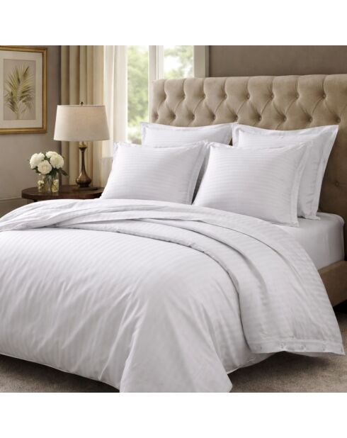 Drap housse en satin de coton blanc