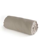 Uni taupe hoeslaken van katoensatijn