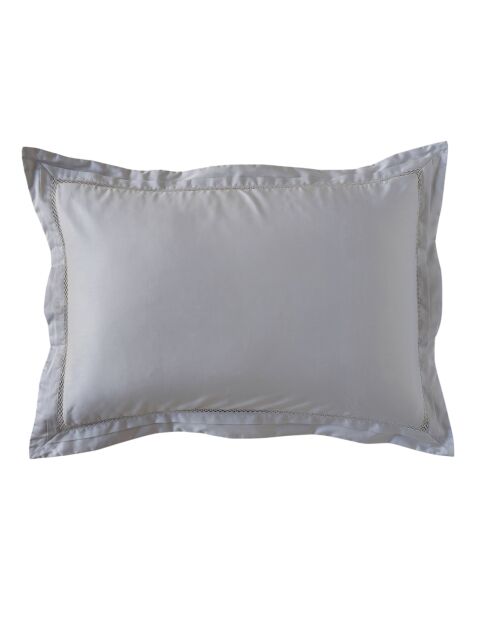 Taie d'oreiller en satin brodé Dolly perle