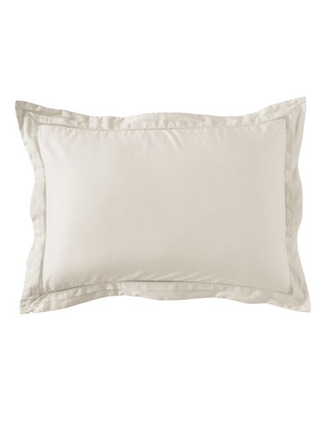 Taie d'oreiller en satin brodé Dolly ivoire