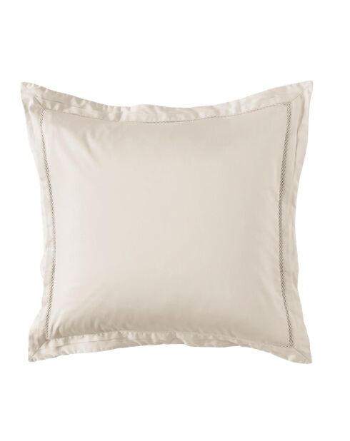 Taie d'oreiller en satin brodé Dolly ivoire
