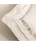 Taie d'oreiller en satin brodé Dolly ivoire