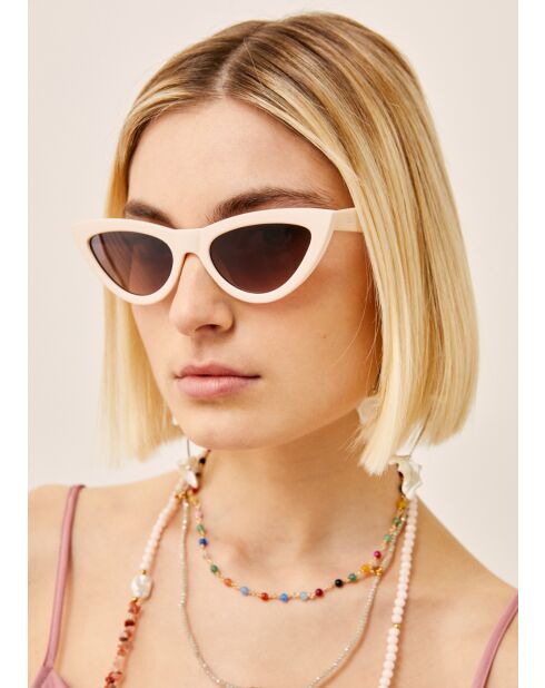 Beigefarbene Katzenaugen-Sonnenbrille Lori