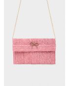 Pochette Sami FRAISE et NŒUD marron/rose - 30x19 cm