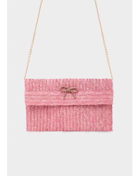 Pochette Sami FRAISE et NŒUD marron/rose - 30x19 cm