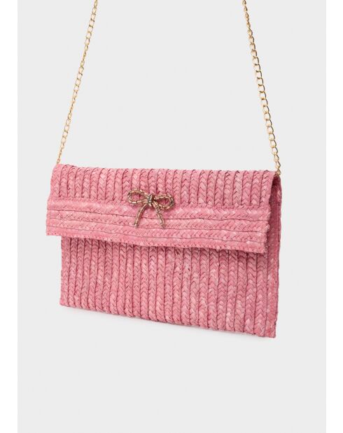 Pochette Sami FRAISE et NŒUD marron/rose - 30x19 cm