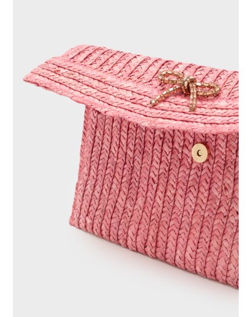 Pochette Sami FRAISE et NŒUD marron/rose - 30x19 cm