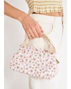 Pochette Pamela à motif tacheté écru/lilas - 22x13x15 cm