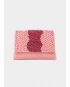 Pochette Delia en velours avec perles rose - 20x13x3.5 cm