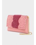 Pochette Delia en velours avec perles rose - 20x13x3.5 cm